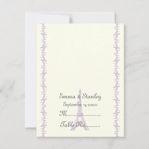 Paris wedding purple Eiffel Tower place card