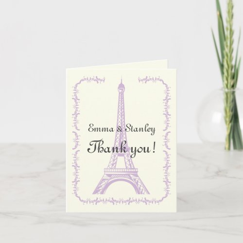 Paris wedding purple Eiffel Tower Thank You