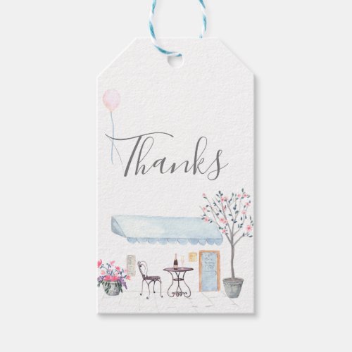 Paris Wedding watercolor wildflowers guest favor Gift Tags