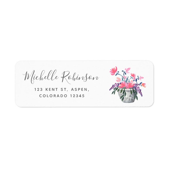 Paris Wedding watercolor wildflowers Label (Front)