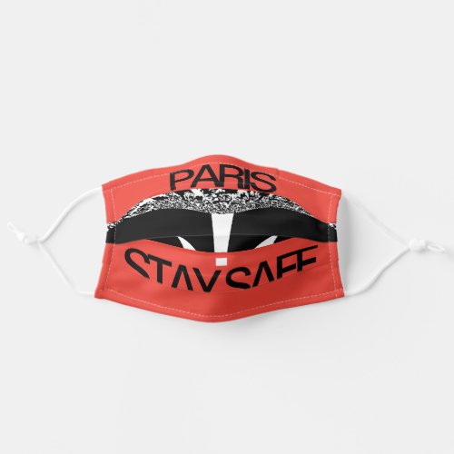 Paris White  Black Stay Safe Adult Cloth Face Mask