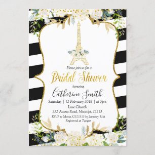 Paris White Romantic Bridal Shower Invitation
