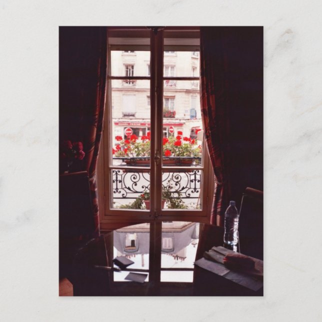 Paris window view postcard (Front)