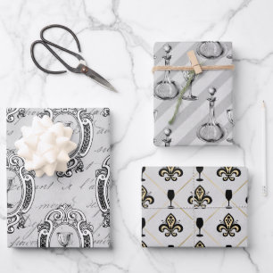 Paris Wine Wrapping Paper Sheets