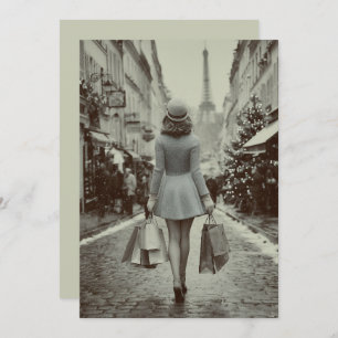 Paris Winter Shopping Stroll Holiday Card