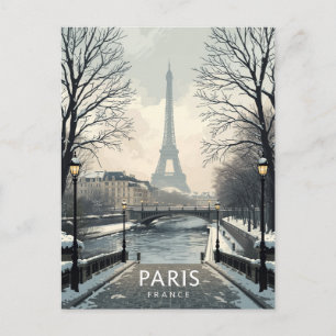 Paris Winter Snow Eiffel Tower Postcard