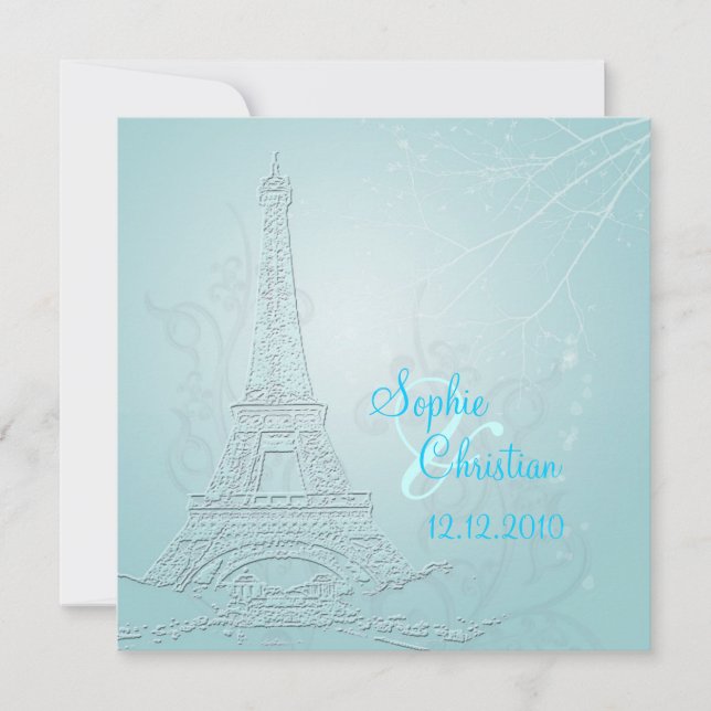 Paris, winter wedding  invitations (Front)