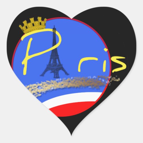 Paris with Crown Heart Sticker