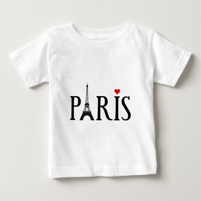 Paris with Eiffel tower and red heart Baby T-Shirt (Front)