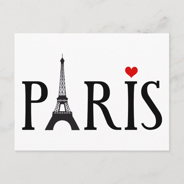 Paris with Eiffel tower and red heart Postcard (Front)