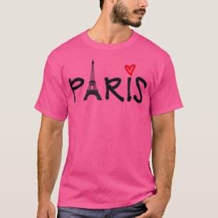 Paris With Eiffel Tower And Red Heart T-Shirt
