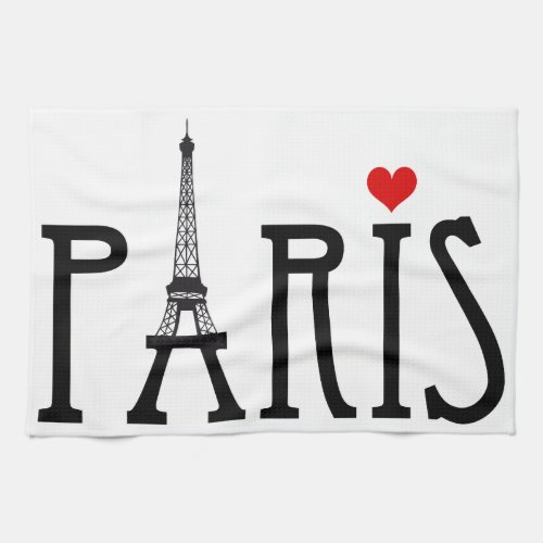 Paris with Eiffel tower and red heart Towel