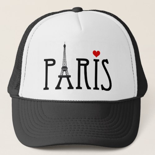 Paris with Eiffel tower and red heart Trucker Hat