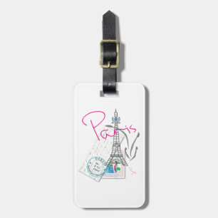 Paris with love and Eiffel Tower Luggage Tag