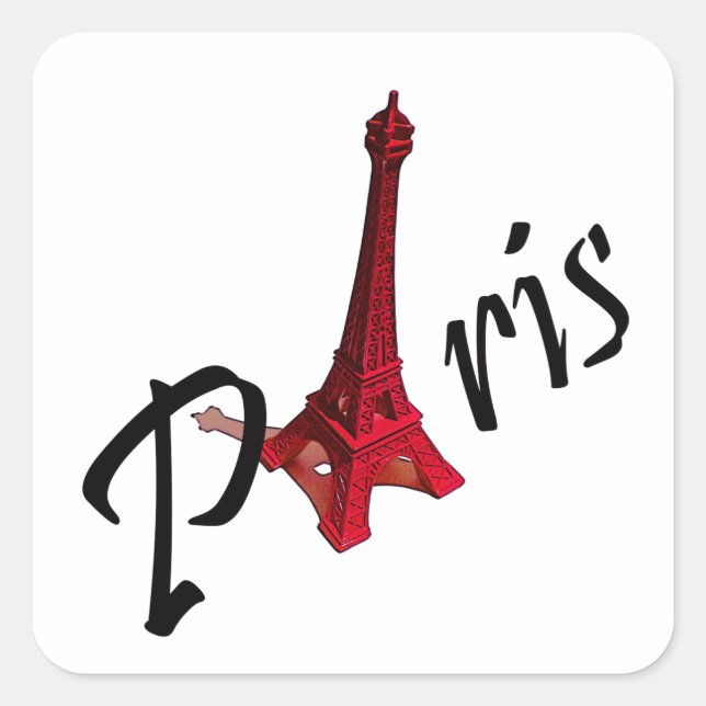 Paris, with red Eiffel tower Square Sticker (Front)