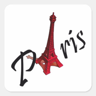 Paris, with red Eiffel tower Square Sticker