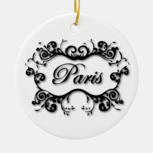 Paris with Scrolls Ceramic Ornament