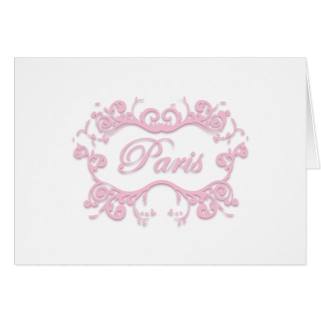 Paris with Scrolls pink Cards (Front Horizontal)