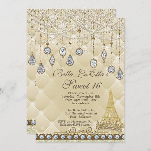 ParisDiamond and Pearls Birthday Party Invitations