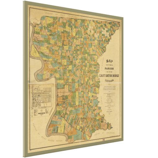 Parish Of East Baton Rouge Louisiana Map 1895 Canvas Print Zazzle