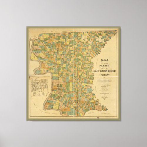 Parish of East Baton Rouge Louisiana Map 1895 Canvas Print