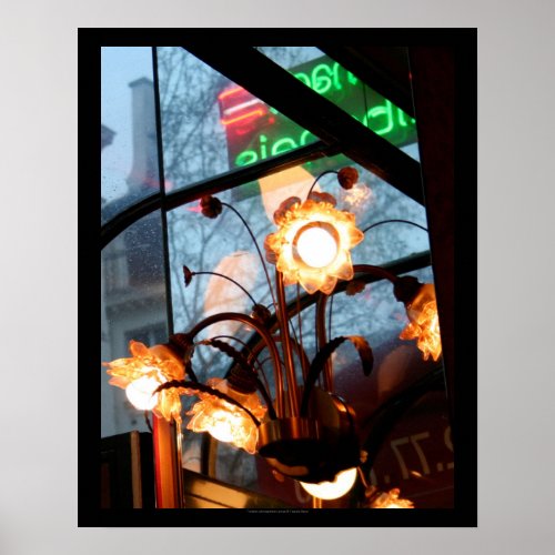 Parisian Atmosphere Lamps and reflection Poster