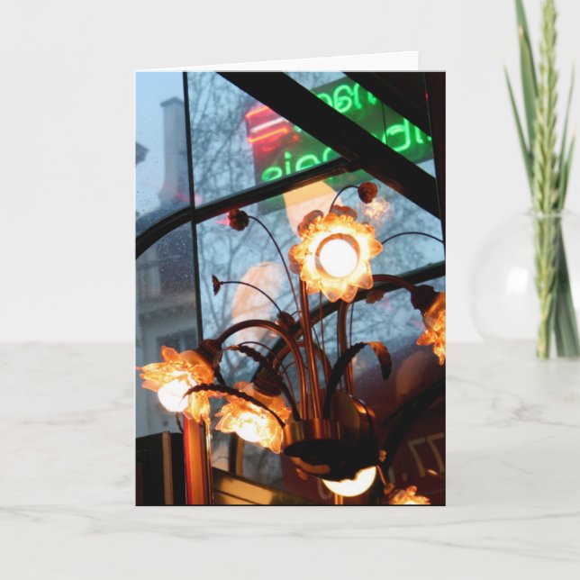 Parisian Atmosphere Lamps and reflections Card (Front)