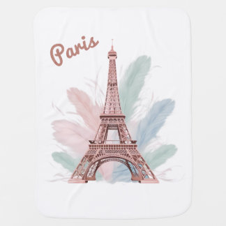 Parisian Baby Blanket with Eiffel Tower and Pastel