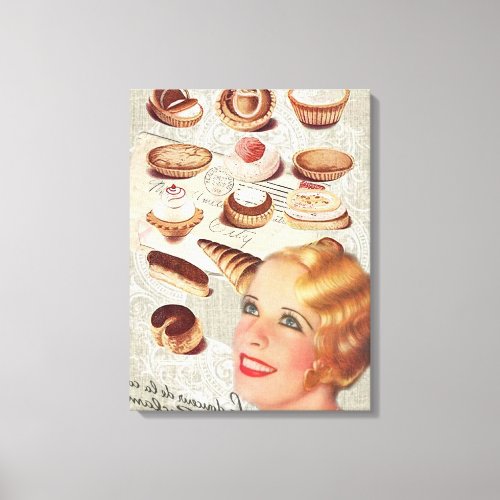 parisian bakery cupcake pastry cake cookie canvas print