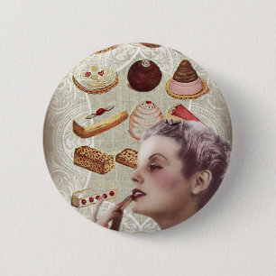 parisian bakery cupcake pastry retro cookies pinback button