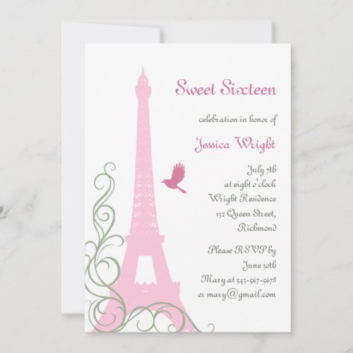 Parisian Birthday Invitation (white)