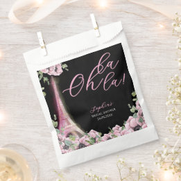 Parisian Black Pink Floral Favor Bags