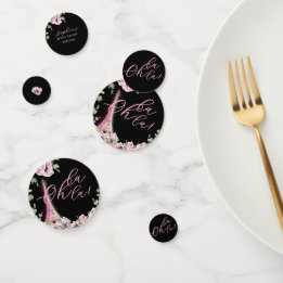 Parisian Black Pink Floral Table Confetti