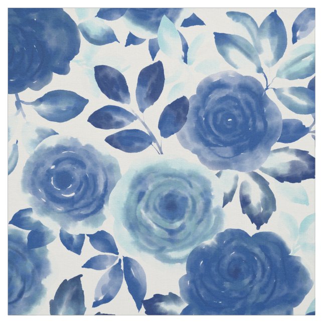 PARISIAN BLOOM Blue Roses Fabric (Swatch)