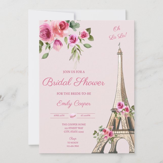 Parisian Bridal Shower Invitation (Front)