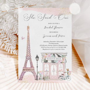 Parisian Bridal Shower She Said Oui French Bridal  Invitation