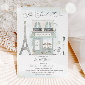 Parisian Bridal Shower She Said Oui French Bridal Invitation by PixelPerfectionParty at Zazzle