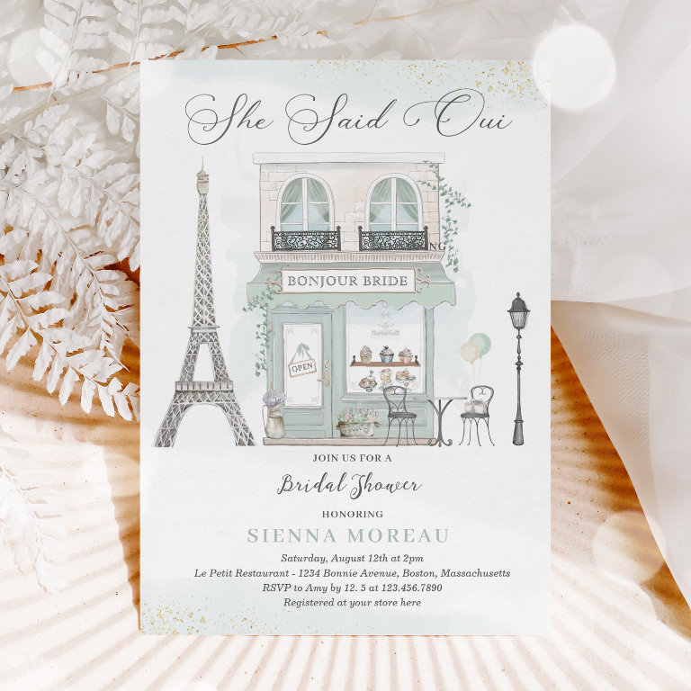 Parisian Bridal Shower She Said Oui French Bridal Invitation