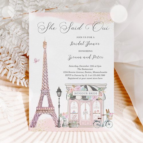 Parisian Bridal Shower She Said Oui French Bridal  Invitation