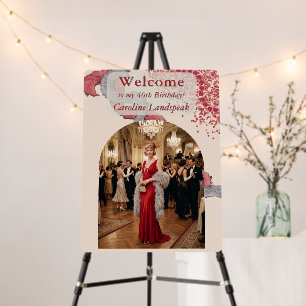 Parisian Cabaret 40 Birthday Red Feathers Welcome Foam Board