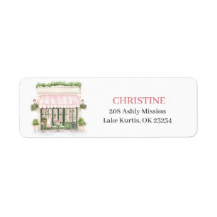 Parisian cafe baby shower Address Label