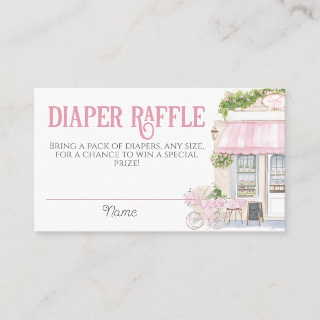 Parisian Cafe Bonjour Bebe Pink Baby Shower Enclosure Card (Front)