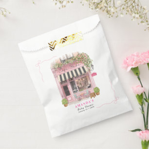 Parisian Cafe Bonjour Bebe Pink Bow Baby Shower Favor Bag