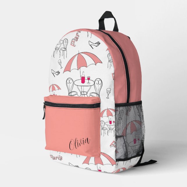 Parisian Café Daydream  Printed Backpack (Back Corner Right)