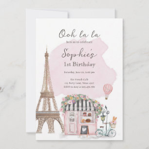 Parisian Cafe Tea Party Girl Birthday Invitation