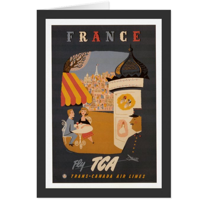 Parisian Cafe Travel Poster Vertical Greeting Card