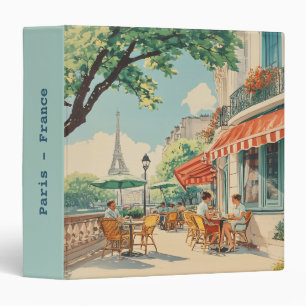 Parisian Café with Eiffel View 3 Ring Binder