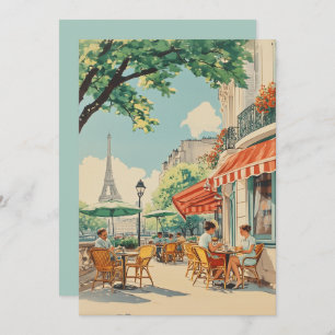 Parisian Café with Eiffel View Card