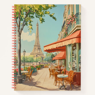 Parisian Café with Eiffel View Notebook