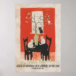 Parisian Cat Art Print Les Chats Enchantés